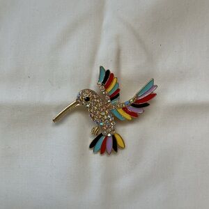 AB crystal Hummingbird Brooch w/- Multicolor enamel